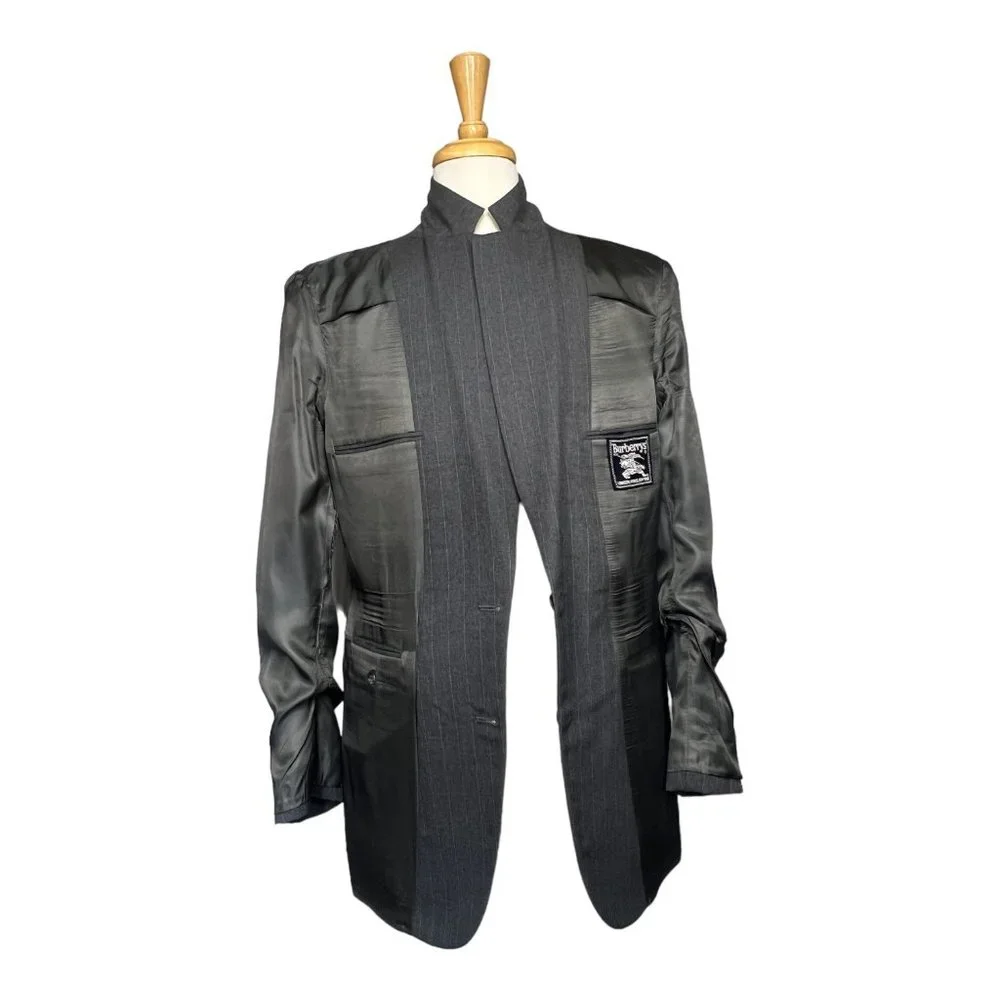 Burberry’s Vintage Wool Pinstripe Blazer Men 42” Bust Old Money Dark Academia